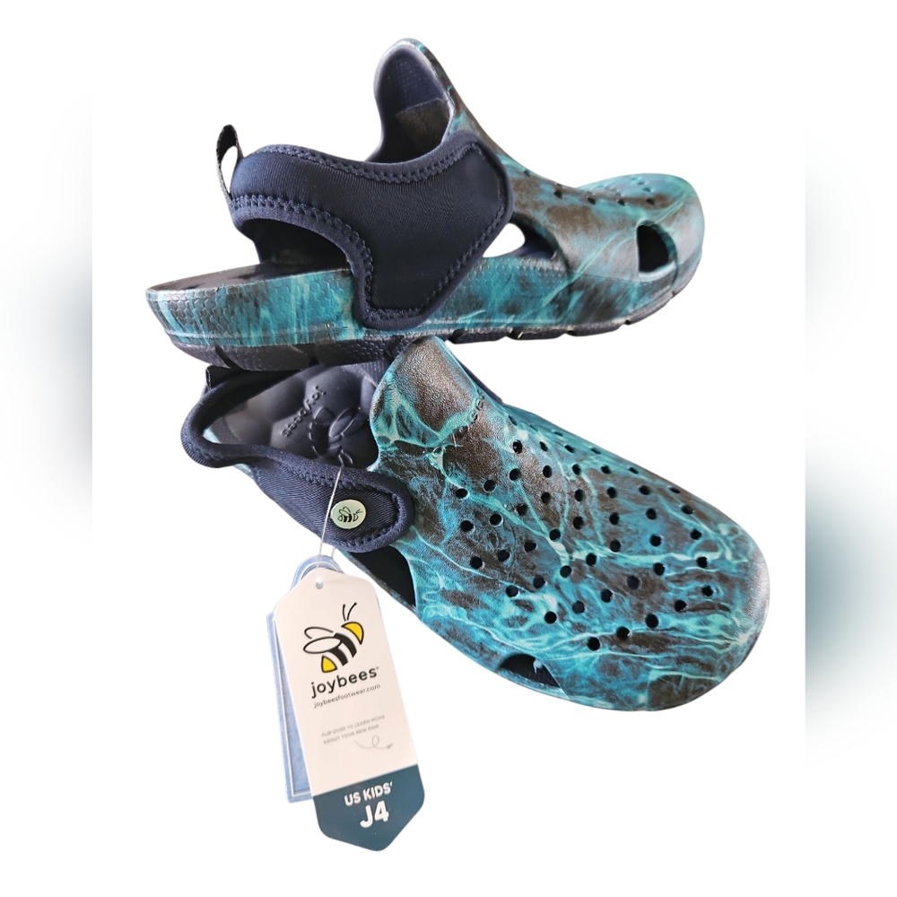 Joybees Size 4 Kids Blue Water Shoes Clogs New